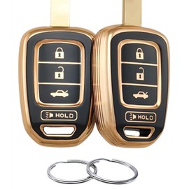 REPROTECTING TPU Key Fob Cover Compatible with 2013-2021 Honda Accord CR-V Civic Crosstour Fit HR-V（Only Fit Straight Key fob, Smart Key Fob Not Fit. (Black/Black)