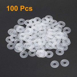 uxcell Nylon Flat Washers M6 18mm OD 6mm ID 0.9mm Thickness Sealing Gasket for Faucet Pipe Water Hose, Clear, Pack of 100