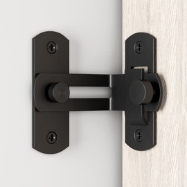WINSOON Sliding Barn Door Lock 90 Degree Flip, Barn Door Latch with 360°Rotation, Protects Privacy, Barn Door Locks and Latches Ideal for Bathroom, Garden, Window - Black