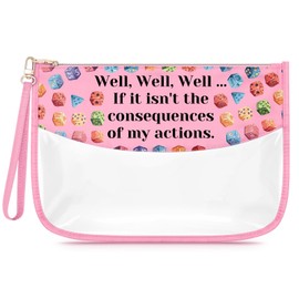 Clear PVC Makeup Bag for Women Travel Essentials Toiletry Organizer Gift Ideas Cosmetic Bag Birthday Christmas Gift for Her Friendship Graduation for Daughter Travel Pouch With Wrist Strap