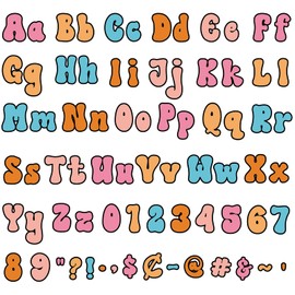 Engrowtic 300 Pcs Christmas Retro Colors Letters Cutout for Bulletin Board, Retro Groovy Classroom Decor 4" Letters Upper and Lowercase Alphabet, Numbers, Symbols Cutout for Classroom Wall Decor