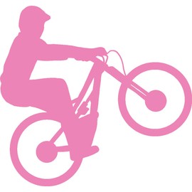 hBARSCI Mountain Bike Wheelie Vinyl Decal - 5 Inches - for Cars, Trucks, Windows, Laptops, Tablets - Outdoor-Grade 2.5mm Thick Vinyl - Soft Pink