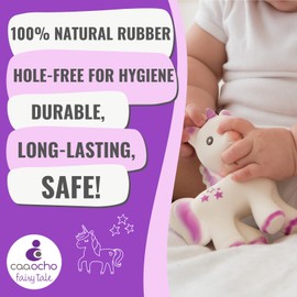 CaaOcho Pure Natural Rubber Teething Baby Toy - Mira The Unicorn Teether for Babies, BPA Free Baby Toy, All Natural Teething Toys for Babies 0-6, Safe and Fun Molar Teether Toy