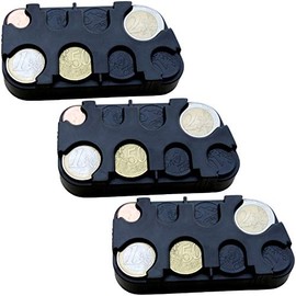 marion10020 Euro Coin Collector Coin Holder Money Sorter Coin Box Coin Collector Change Dispenser with Quick Fixation Black Set of 3