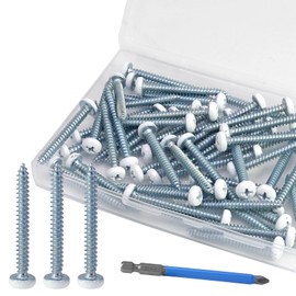 vibedor 60 PCS White Panhead Screws #8×1-1/2" White Wood Sheet Metal Zinc-Coated Steel Screws for Furniture Project and Woodworking