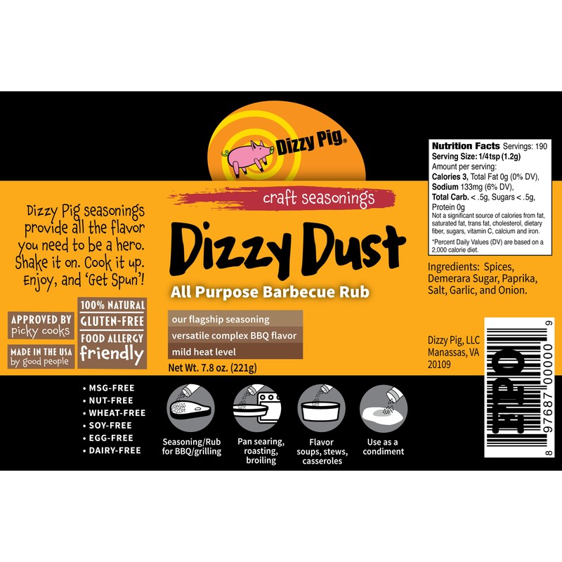 Dizzy Pig Dizzy Dust All-Purpose Barbecue Seasoning Rub (8oz. Shaker)