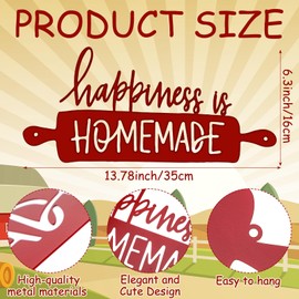 Funrous Kitchen Wall Art Decor Happiness Is Homemade Metal Sign Rustic Farmhouse Kitchen Decor Hanging Decorative Signs and Plaques for Home Dining Garden Room 13.8 x 6.3 Inch(Vintage Red)