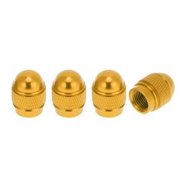 HEROFFIX 4 Pcs Mini Bullet Style Tire Valve Stem Caps Decorative Tyre Valve Dust Covers 7x17mm Gold Tone Aluminum Alloy