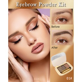 Eyebrow Powder Makeup kit-3 Colors Eye Brow Tinted Powder Palette Long-Lasting Waterproof, Coffee Taupe Brown Brow Filler, with Brow Brush & Razor, Fill & Sculpt Full Eyebrows, Gifts for Women-Set 01