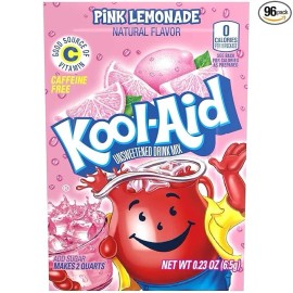 Kool-Aid Kool Aid Pink Lemonade Flavor Drink Mix Packet Caffeine And Gluten (Pack of 96)