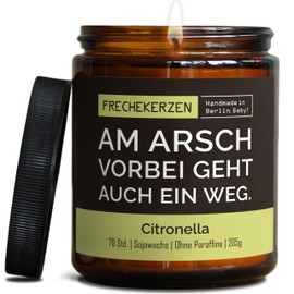 Lustige Citronella Kerze mit asozialem Spruch | Handgemacht aus Sojawachs | In Geschenkbox | Gast Geschenk Freundschaft Kumpel Papa Partner Schwester BFF Deko schlechte Laune
