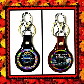 NICKELBACK LOGO IMAGE TWO LEATHER KEYCHAINS