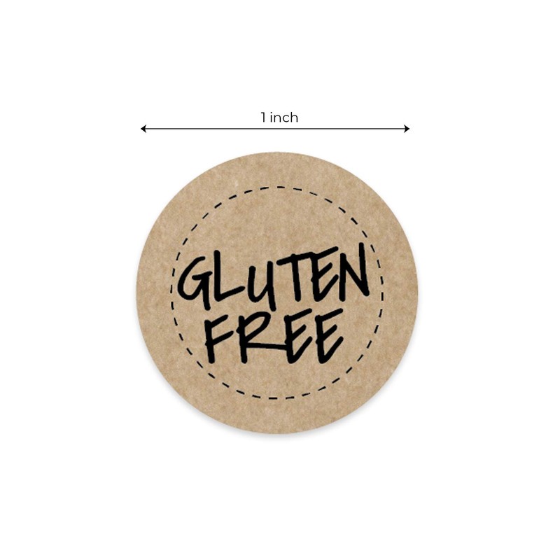 Gluten Free Kraft Stickers / 500 Brown Kraft Circle Labels
