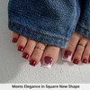 BTArtbox Press On Toenails - Real Square Opaque Red Toe