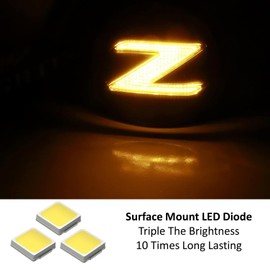 iJDMTOY Clear Lens Z-Letter Fully Illuminated LED Turn Signal Side Marker Lamp Assemblies Compatible With Nissan 2009-2020 370Z Z34 Fairlady Z