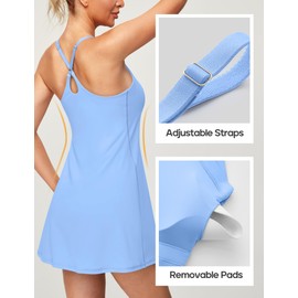 Heathyoga Womens Tennis Dress with Shorts Underneath & Bra Athletic Dress for Women Summer Dress with Pockets for Golf