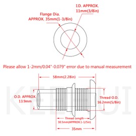 316 Stainless Steel Combo Stainless Steel 3/8 I.D Hose Thru-Hull Fitting w/Nut with Gasket for Boats, Yachts, Marine