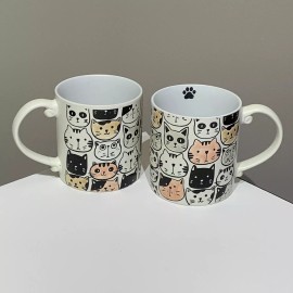 Spectrum Designz 2 New Spectrum Designz Mitsy Cat Faces 20-21 oz Stoneware Mugs Identical
