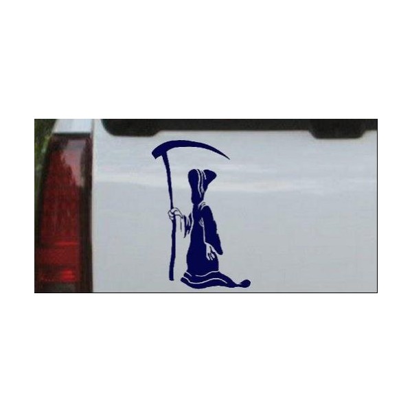 Navy 6in X 4in - Grim Reaper Skulls Car Window