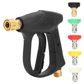 CHICIRIS Pistola de Lavado a Presión Corta, Pistola de Lavado a Presión de 4350 PSI Mango de Lavado a Alta Presión con Conector Rápido de 1/4 y Conector de Manguera M22 de 14 Mm, 5