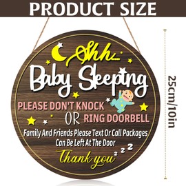 Baby Sleep Sign Decor, Baby Sleep Sign for Front Door, Baby Sleeps, No Ads, No Knocking, No Doorbell, Do Not Knock, Sign is Suitable for Use When Baby