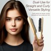 Professional Hair Straightening Comb, Double Brush Wooden Salon Hairdressing Anti-static