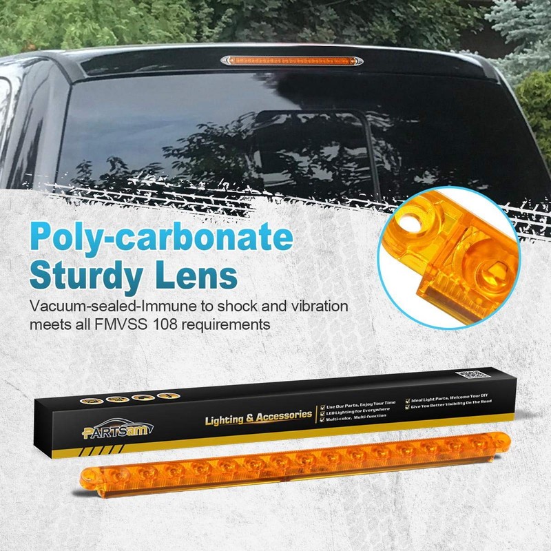 Partsam 2Pcs 12" Amber LED Turn Signal Light Bar -