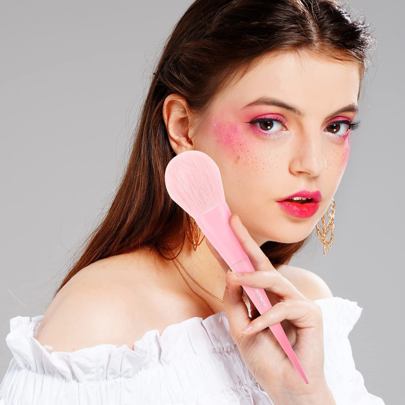 Docolor 17-Piece Makeup Brush Set, Pink Make-Up Brush Set, Includes