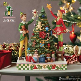 Enesco Elf by Jim Shore Buddy and Jovie Decorating The Christmas Tree Figurine, 9.13 Inch, Multicolor