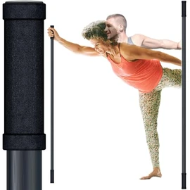 5ft Yoga Stick with SOFT Body&Handle of Non-Slip-Stretching Stick for Mobility-All Black Stretch Physiotherapy Stick