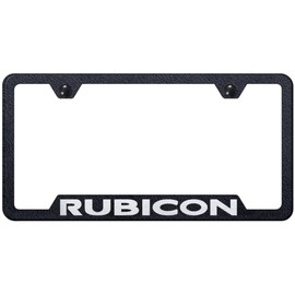 Au-TOMOTIVE GOLD Laser Etched Logo Cut-Out License Plate Frame for Jeep Rubicon (Rugged Black)