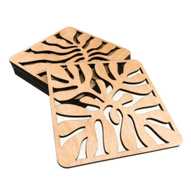 CHIC&CHARM Coasters Wooden Abstract Wooden Coasters for Glasses in Abstract Boho Design - Pack of 8 Decorative Coasters Wood Glass Decoration