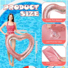 2PCS Inflatable Swimming Rings,Adult Size Heart Inflatable Pool Floatie Bachelorette Swim Ring,Blow up Swim Pool Tubes Float Loungers Swimming Tube Water Fun Beach Wedding Pool Swimming Circle