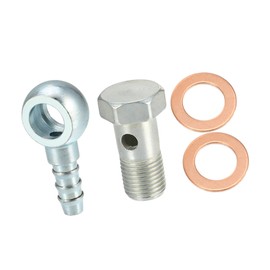 VekAuto 10mm ID 7.5 mm OD M10x1.0 Banjo Hose Barb Bolt Fittings Universal Banjo Fitting Fuel Line with Copper Washers for Motorcycle Silver Tone - Pack of 4 Auto Accessories