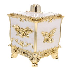 Hohopeti Cotton Pad Storage Case Embossed Cotton Swab Organizer Box for Makeup Essentials Dustproof Design for Vanity and Bathroom Elegant Floral Pattern