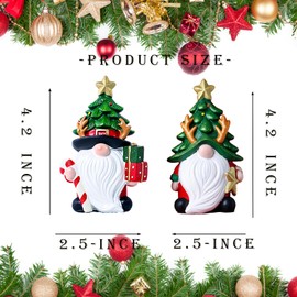 Christmas Decorations | Set of 2 Resin Charming christmas gnomes decorations for home | Indoor, Room, Mantel, Shelf, Tiered Tray, Porch, Desk,office.Holiday gnomes Table Centerpieces - 4.2 ince