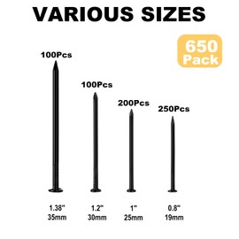 Nail for Hanging Pictures Assortment Kit - 650Pcs Small Nails, Finishing Nails, Hanging Nails, Picture Nails, Wall Nails for Hanging, Pin Nails