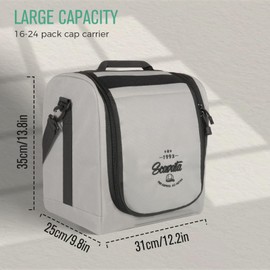 SCAVATA Large Hat Bag for Baseball Caps, Hat Organizer Bag for Traveling & Moving, Storing Snapback Cap, Portable Hat Carrier Holder Case for 12-16 Caps (Grey)