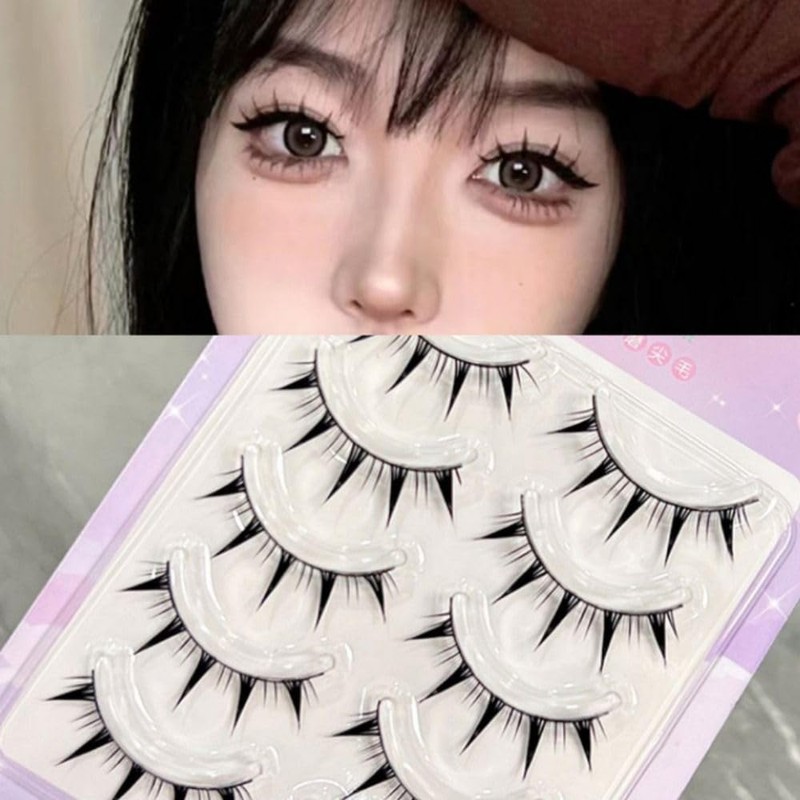5 Pairs Makeup Cartoon Eyelashes Cosplay Anime Eyelashes Black Stem