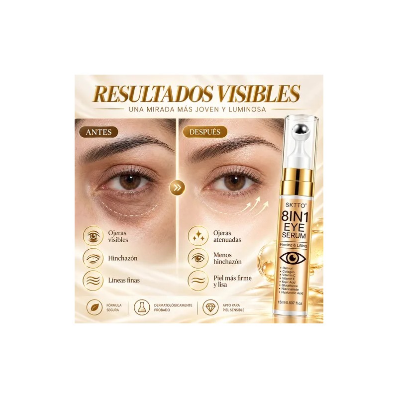 Suero Para Ojos Retinol Colágeno Cafeína Péptidos 15ml 2pcs