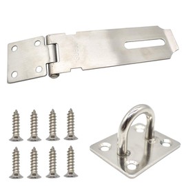 2 Pack Door Padlock Hasp, 304 Stainless Steel Padlock Hasp Heavy Duty with Screws for Shed Latch and Cabinets Cupboard Drawer Wooden Gate Outdoor (5 inch)