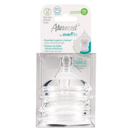 Advanced by Evenflo, Mamila Anticólicos, Cuello Ancho, Flujo Medio, Paquete de 2 piezas, MEX