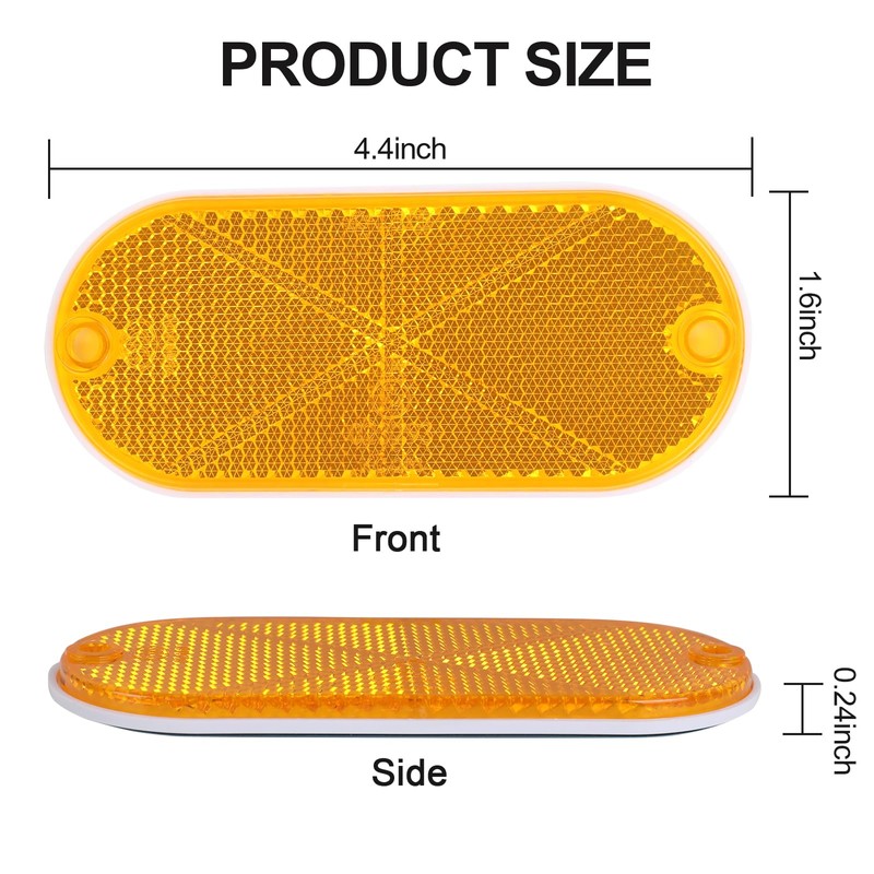 WUSHIXAN 10 Pack Oval Reflectors Yellow Self Adhesive Or Drill