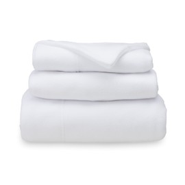 Berkshire Blanket Luxury Soft Microfleece Twin Sheet Set, Warm and Durable, All Season Sheet (Twin, True White)