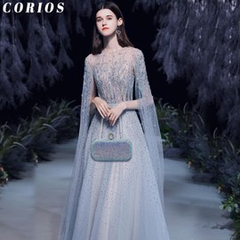 CORIOS Women Clutch Bag Sequin Evening Bag Ladies Sparkly Handbag Bridal Wedding Purse Glitter Shoulder Bag Elegant Crossbody Bag With Chain for Cocktail Banquet Prom Party Blue