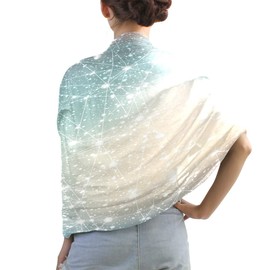 ZOEO Galaxy Shawl Wrap Womens 12 Constellation Universe Blue Stars Large Chiffon Scarf Lightweight for Dresses