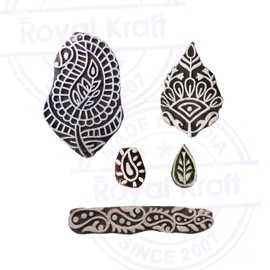 Tattoo Printing Blocks Handcrafted Paisley Pattern Wooden Stamps (Set of 5)