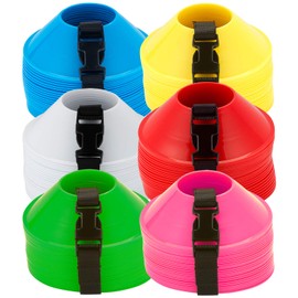 Agility Soccer Mini Disc Cones with Carry Strap, Sports Cones for Drills and Training Football, Basketball, Coaching, Practice Equipment for Kids and Adult (Royal (25 Mini Cones), Mini Cones)