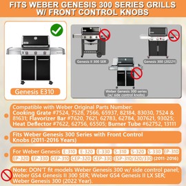 Genesis Grill Parts for Weber Genesis Replacement Parts for Weber Genesis 300 SER(w/ Front Control Knobs) Accessories for Weber Flavorizer Bars 7621,Grates 7524,Burner Tube 62752 &Heat Deflectors 7622