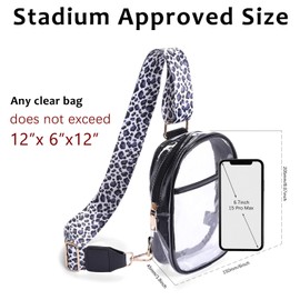 Clear Bag for Stadium Events, Stadium Approved Clear Crossbody Bags for Women Men, Small Clear Concerts Game Day Purse Bag (Black 05)